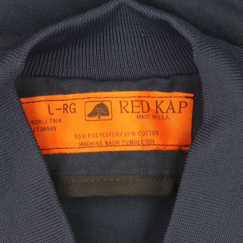 Red Kap Men's Blue Bomber Work Jacket L Embroidered Zip Front