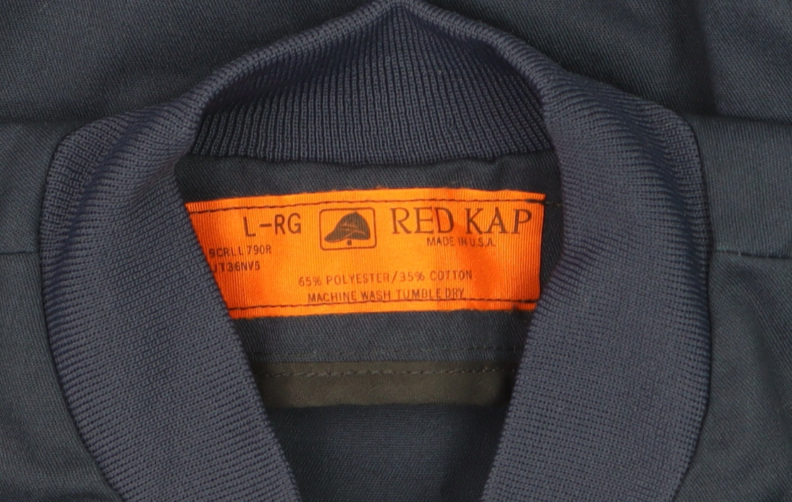 Red Kap Men's Blue Bomber Work Jacket L Embroidered Zip Front