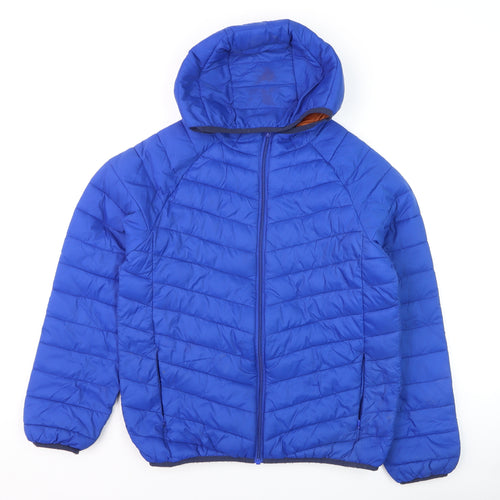 Marks and Spencer Boys Blue Hooded Puffer Jacket 12-13 Years Winter Casual