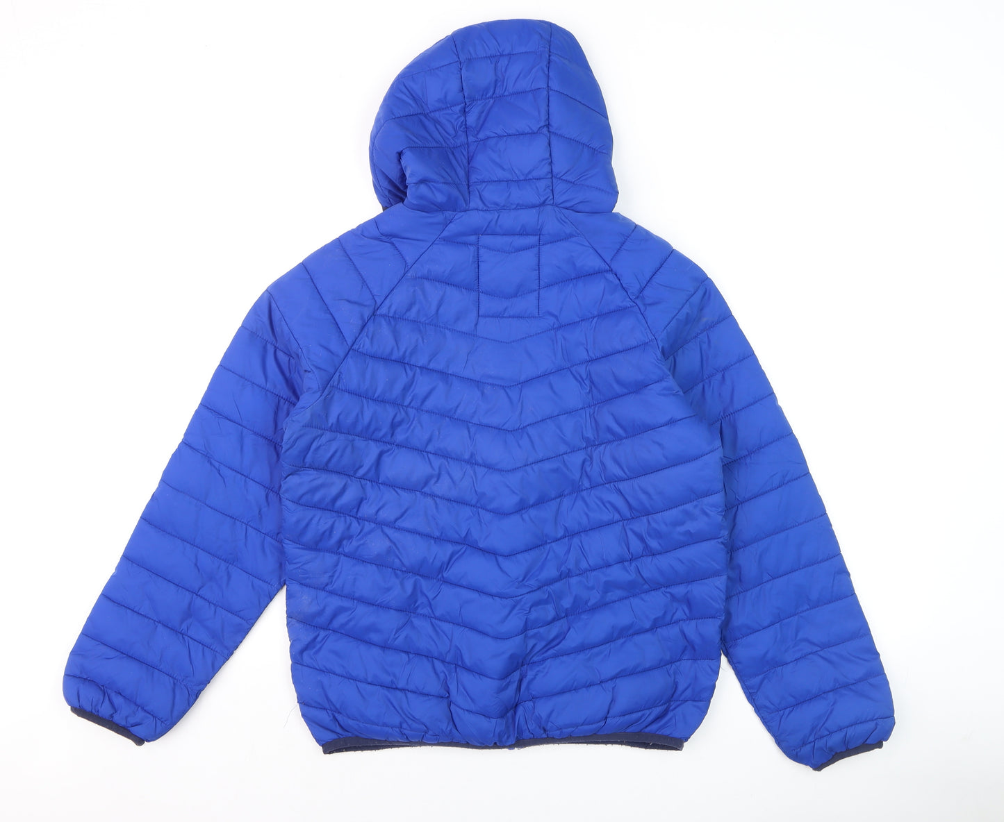Marks and Spencer Boys Blue Hooded Puffer Jacket 12-13 Years Winter Casual