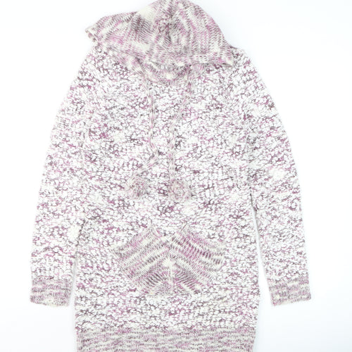 Stella Womens Multicoloured Size 10 Chunky Knit Hooded Tunic Jumper