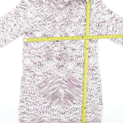 Stella Womens Multicoloured Size 10 Chunky Knit Hooded Tunic Jumper