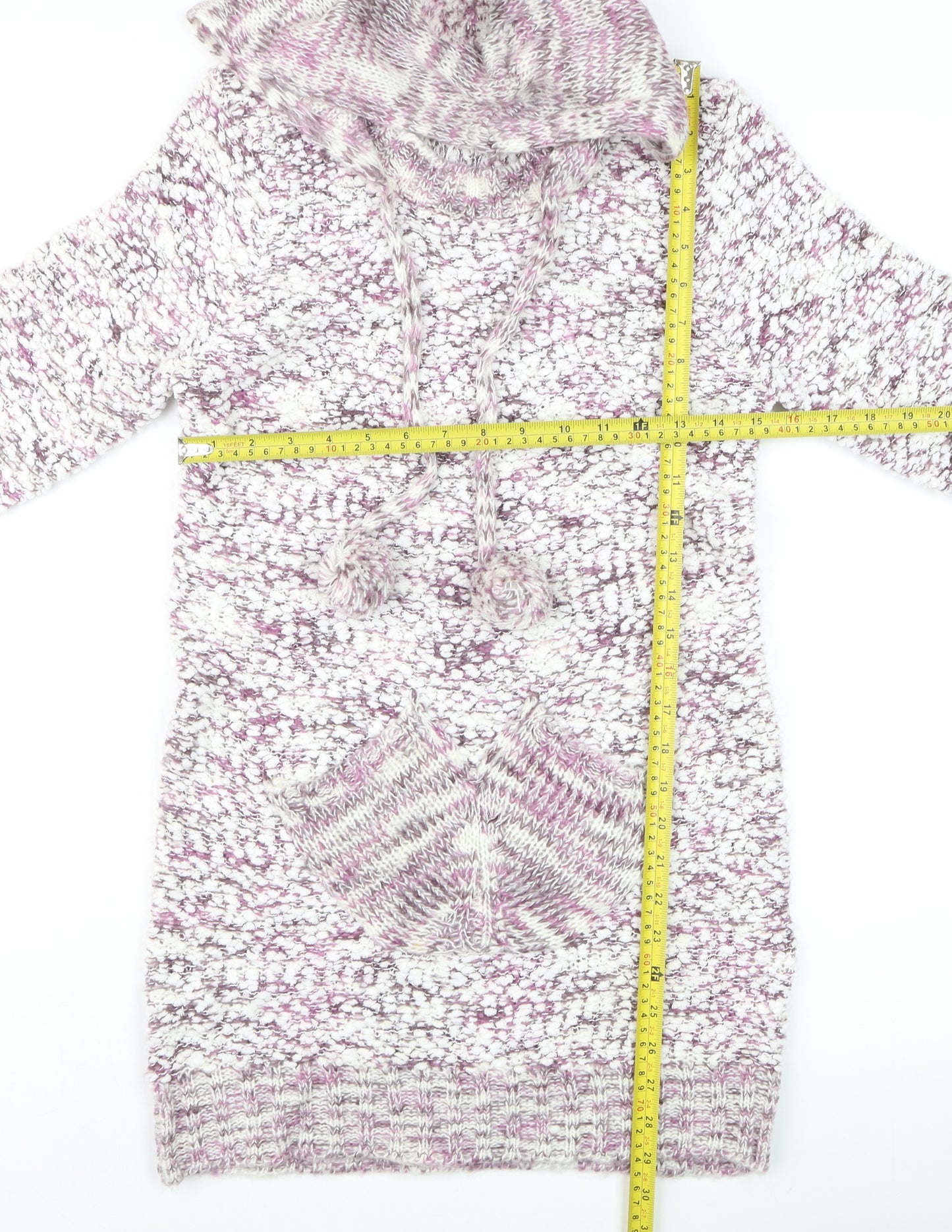 Stella Womens Multicoloured Size 10 Chunky Knit Hooded Tunic Jumper