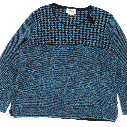 Afibel Women's Blue Geometric Knit Pullover Jumper Size 20