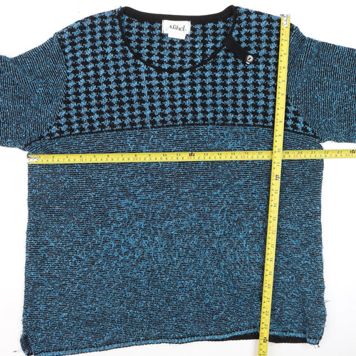 Afibel Women's Blue Geometric Knit Pullover Jumper Size 20
