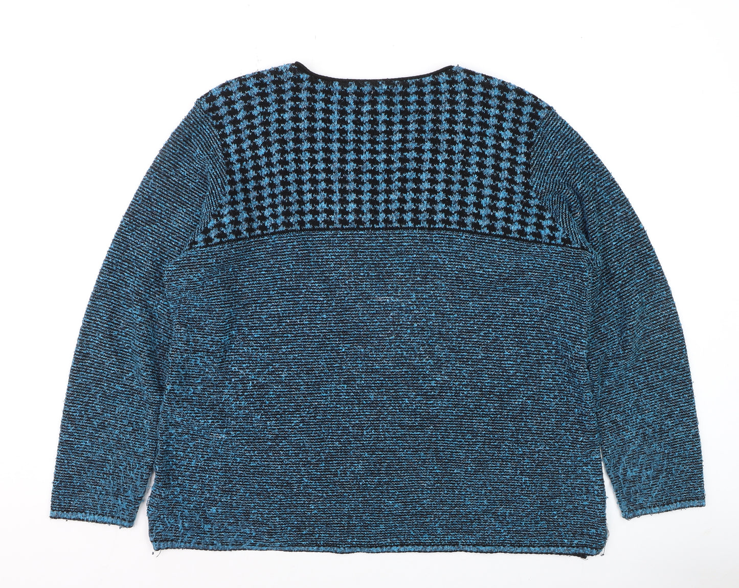Afibel Women's Blue Geometric Knit Pullover Jumper Size 20
