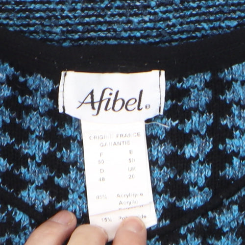 Afibel Women's Blue Geometric Knit Pullover Jumper Size 20