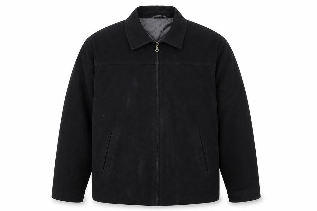 Front view of Burton men’s black cotton lined mid-length jacket, size M