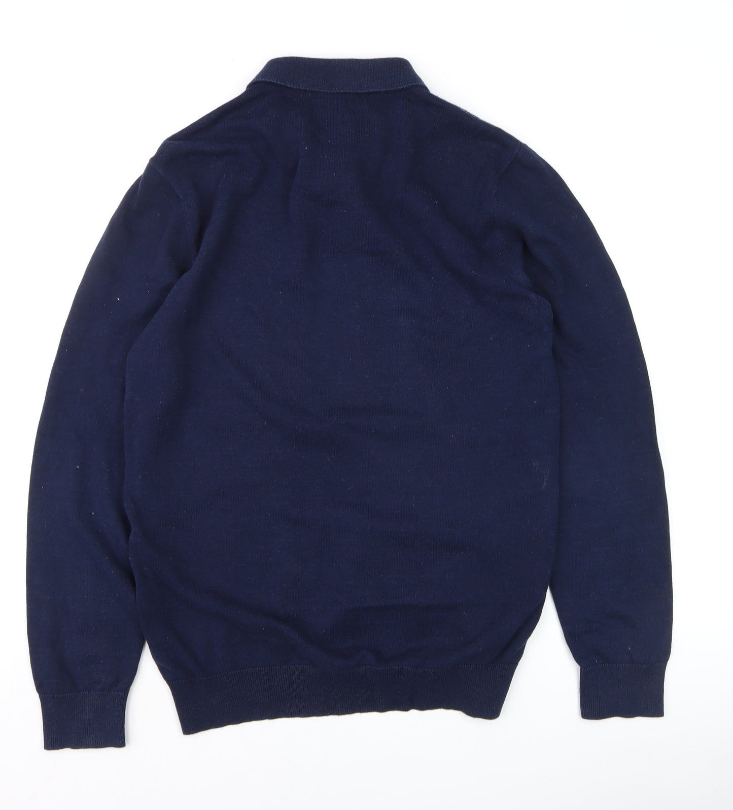 Easy Men’s Blue Collared Henley Knit Jumper Size S