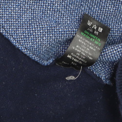 Easy Men’s Blue Collared Henley Knit Jumper Size S