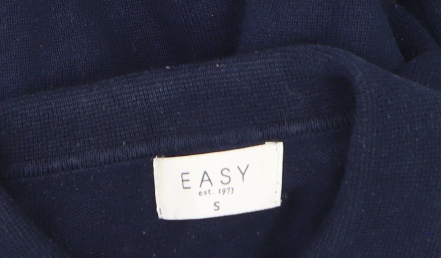 Easy Men’s Blue Collared Henley Knit Jumper Size S
