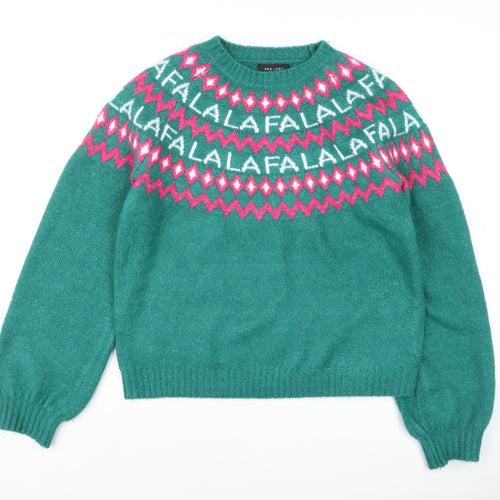 New Look Womens Green Fair Isle Christmas Jumper Size S