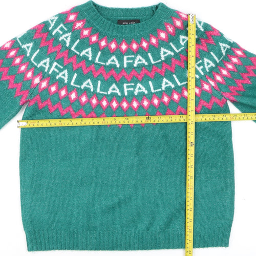 New Look Womens Green Fair Isle Christmas Jumper Size S
