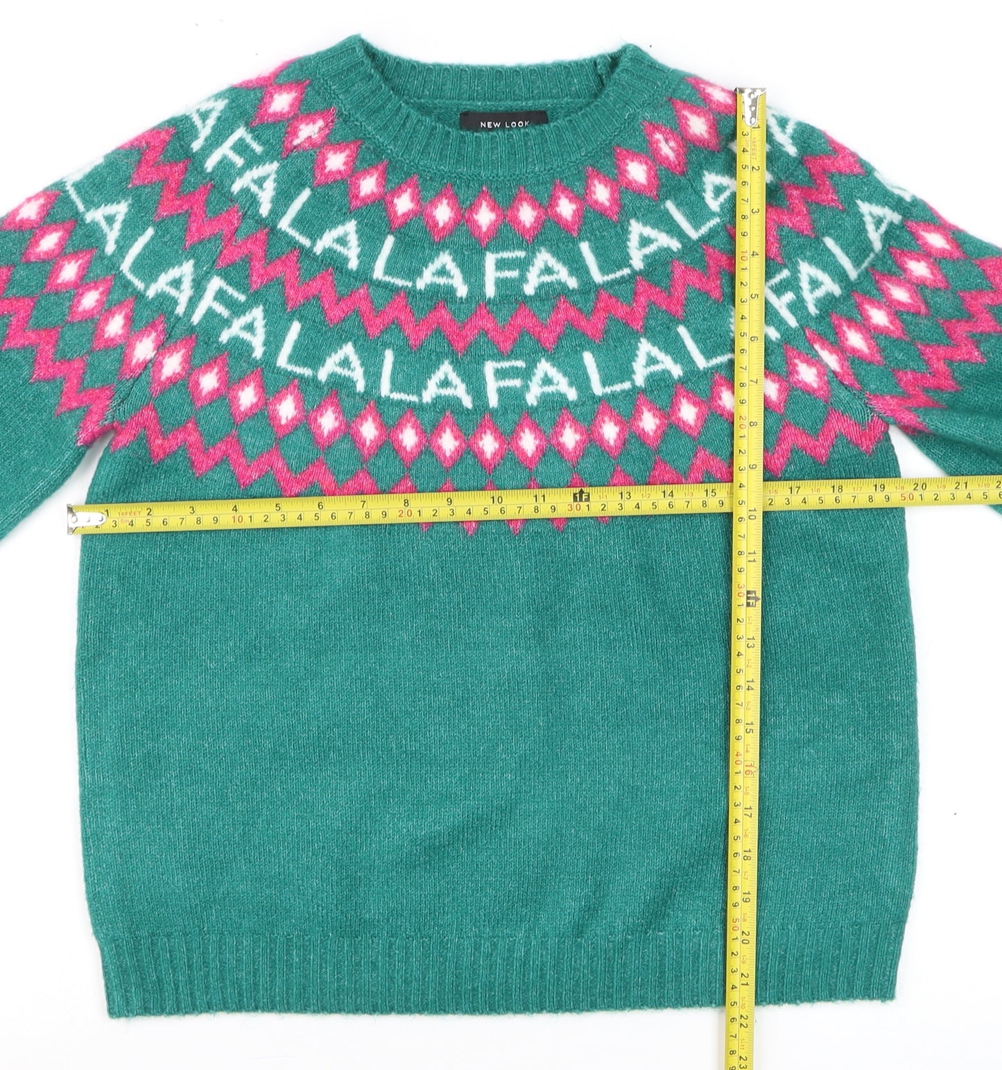 New Look Womens Green Fair Isle Christmas Jumper Size S