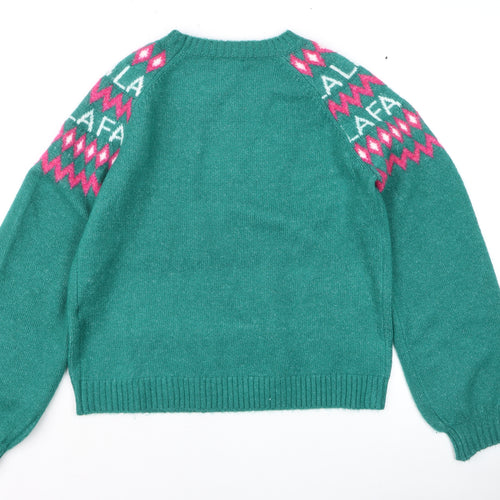 New Look Womens Green Fair Isle Christmas Jumper Size S