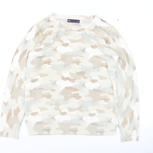 Marks and Spencer Women Beige Camouflage Jumper Size 12