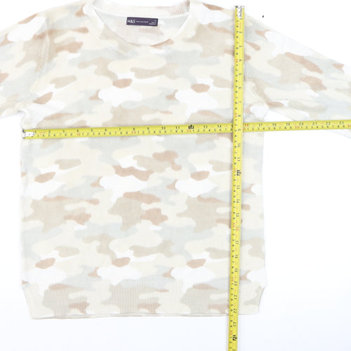Marks and Spencer Women Beige Camouflage Jumper Size 12