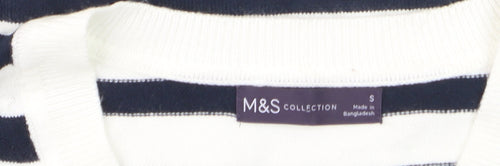 Marks and Spencer Women's Striped V-Neck Cotton Jumper Size S