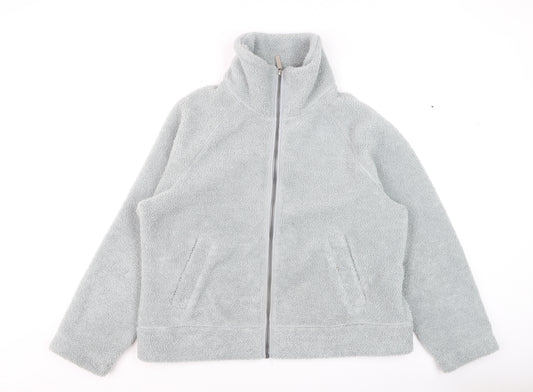 Part Two Womens Grey Fleece Zip Jacket Size 14 Warm Autumn Layer