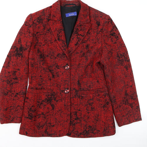 Wish Women Red Blazer Size 12 Classic Tweed Jacket