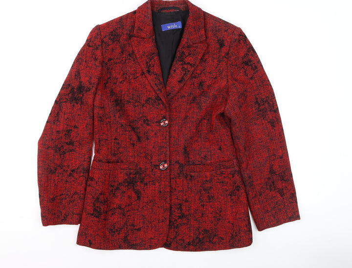 Wish Women Red Blazer Size 12 Classic Tweed Jacket