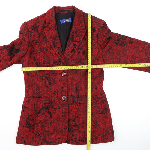 Wish Women Red Blazer Size 12 Classic Tweed Jacket