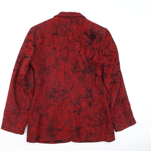 Wish Women Red Blazer Size 12 Classic Tweed Jacket