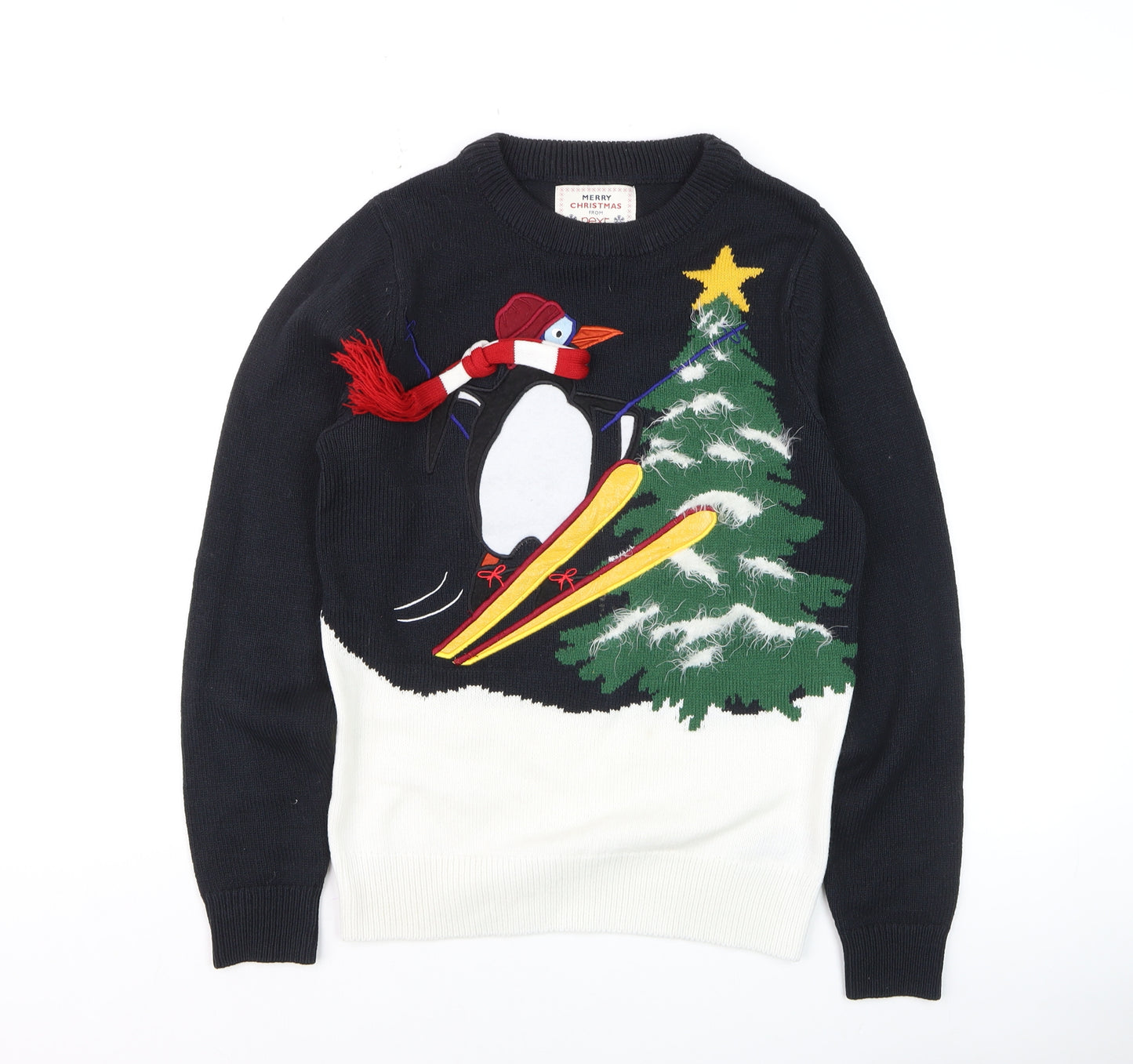 Next Womens Black Christmas Penguin Jumper XS Pullover Knit