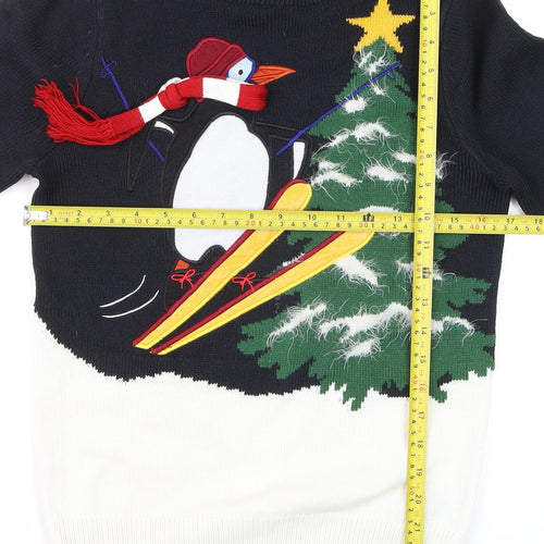 Next Womens Black Christmas Penguin Jumper XS Pullover Knit