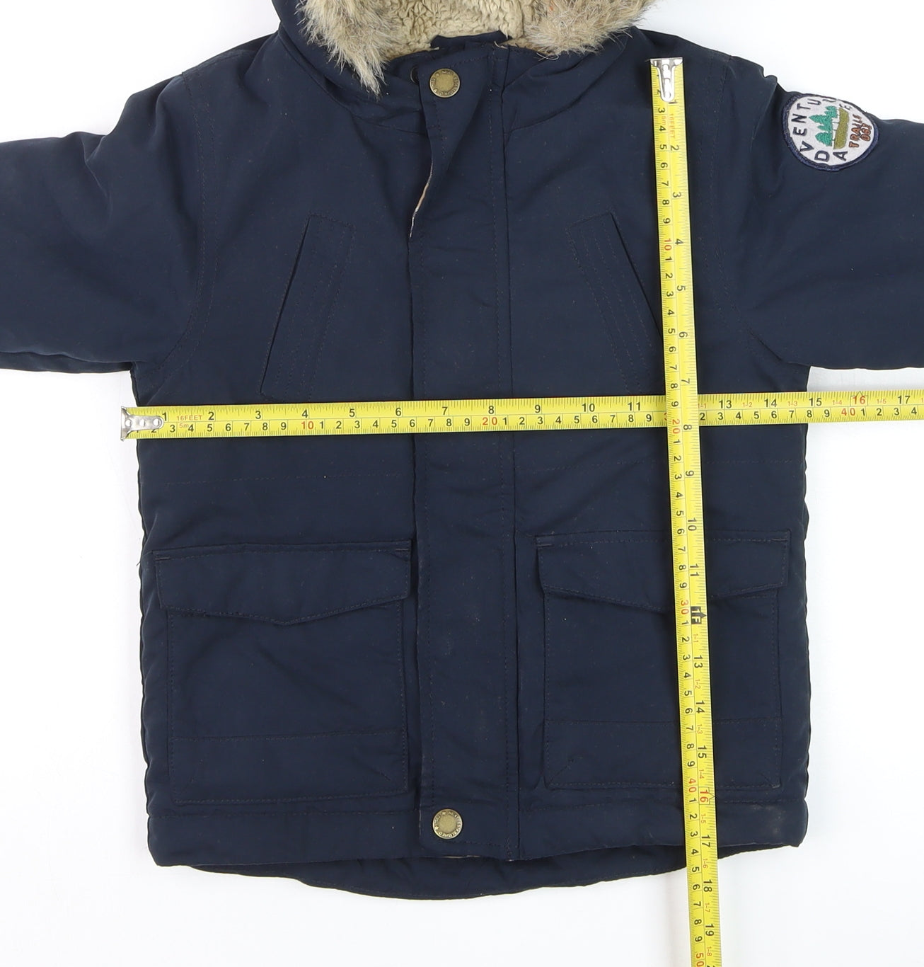 Next Boys Blue Faux Fur Lined Hooded Parka Coat 3-4 Years