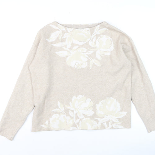 Joie Womens Beige Floral Knit Pullover Jumper Size M