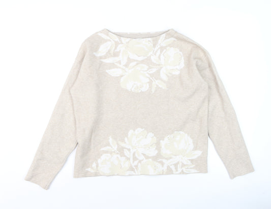 Joie Womens Beige Floral Knit Pullover Jumper Size M