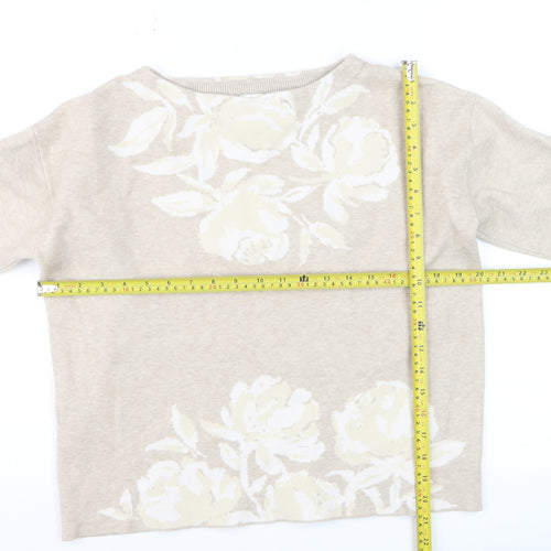 Joie Womens Beige Floral Knit Pullover Jumper Size M