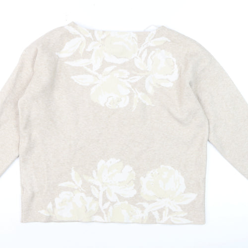 Joie Womens Beige Floral Knit Pullover Jumper Size M