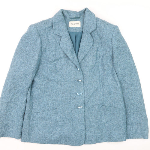 Eastex Womens Blue Wool Tweed Blazer Jacket Size 14