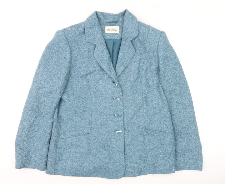 Eastex Womens Blue Wool Tweed Blazer Jacket Size 14