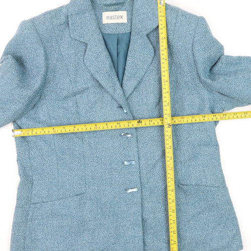 Eastex Womens Blue Wool Tweed Blazer Jacket Size 14