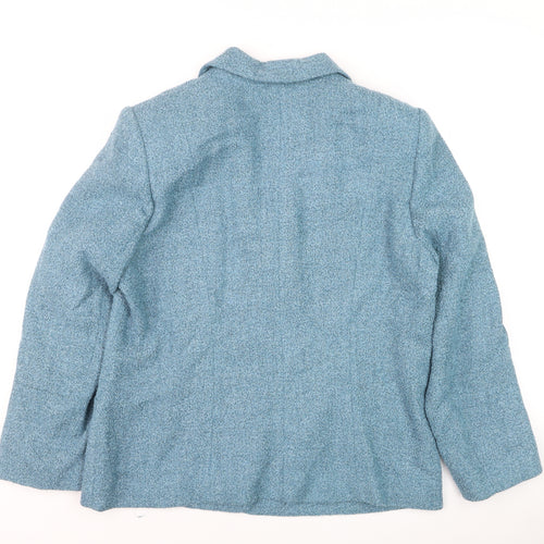 Eastex Womens Blue Wool Tweed Blazer Jacket Size 14