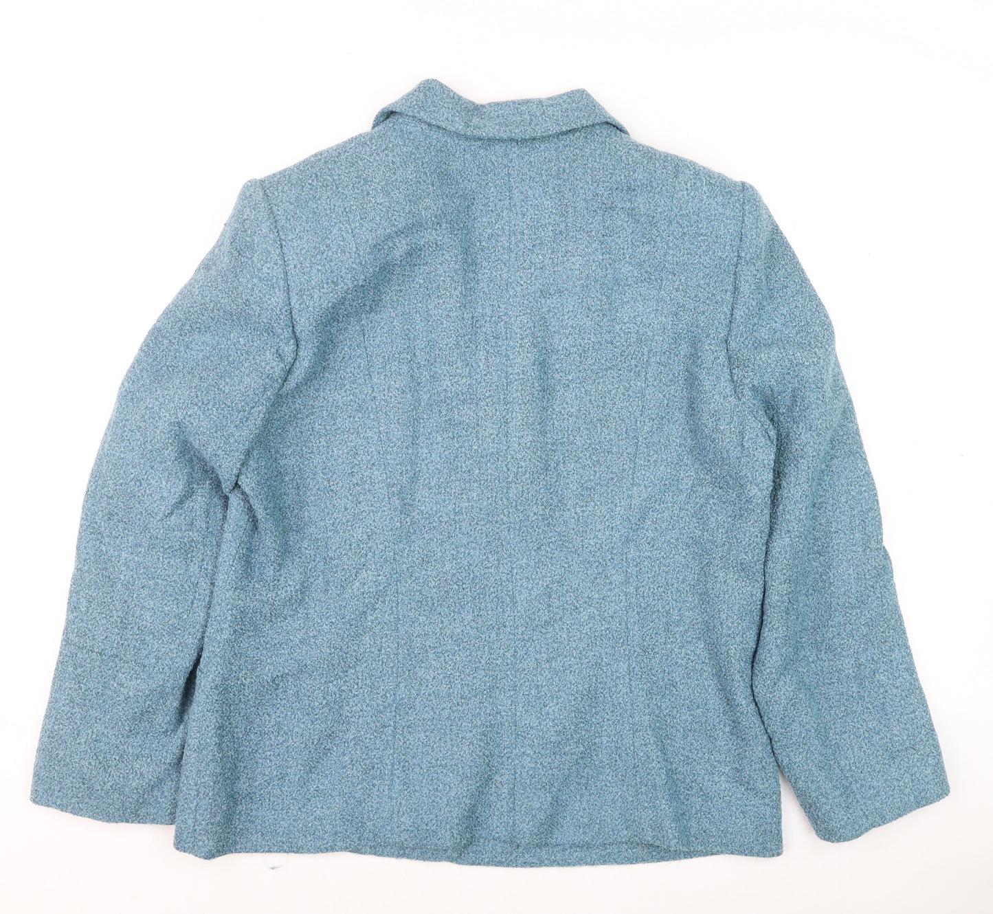 Eastex Womens Blue Wool Tweed Blazer Jacket Size 14