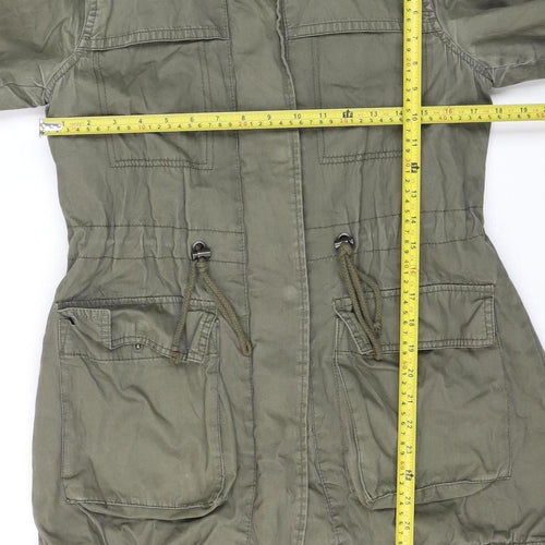 Papaya Weekend Women's Green Fur Trim Hooded Parka Coat Size 8
