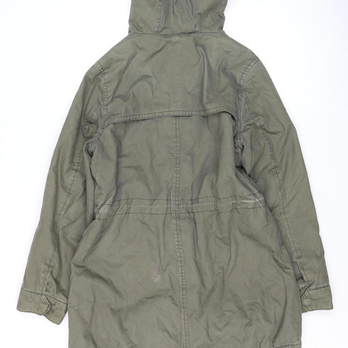 Papaya Weekend Women's Green Fur Trim Hooded Parka Coat Size 8