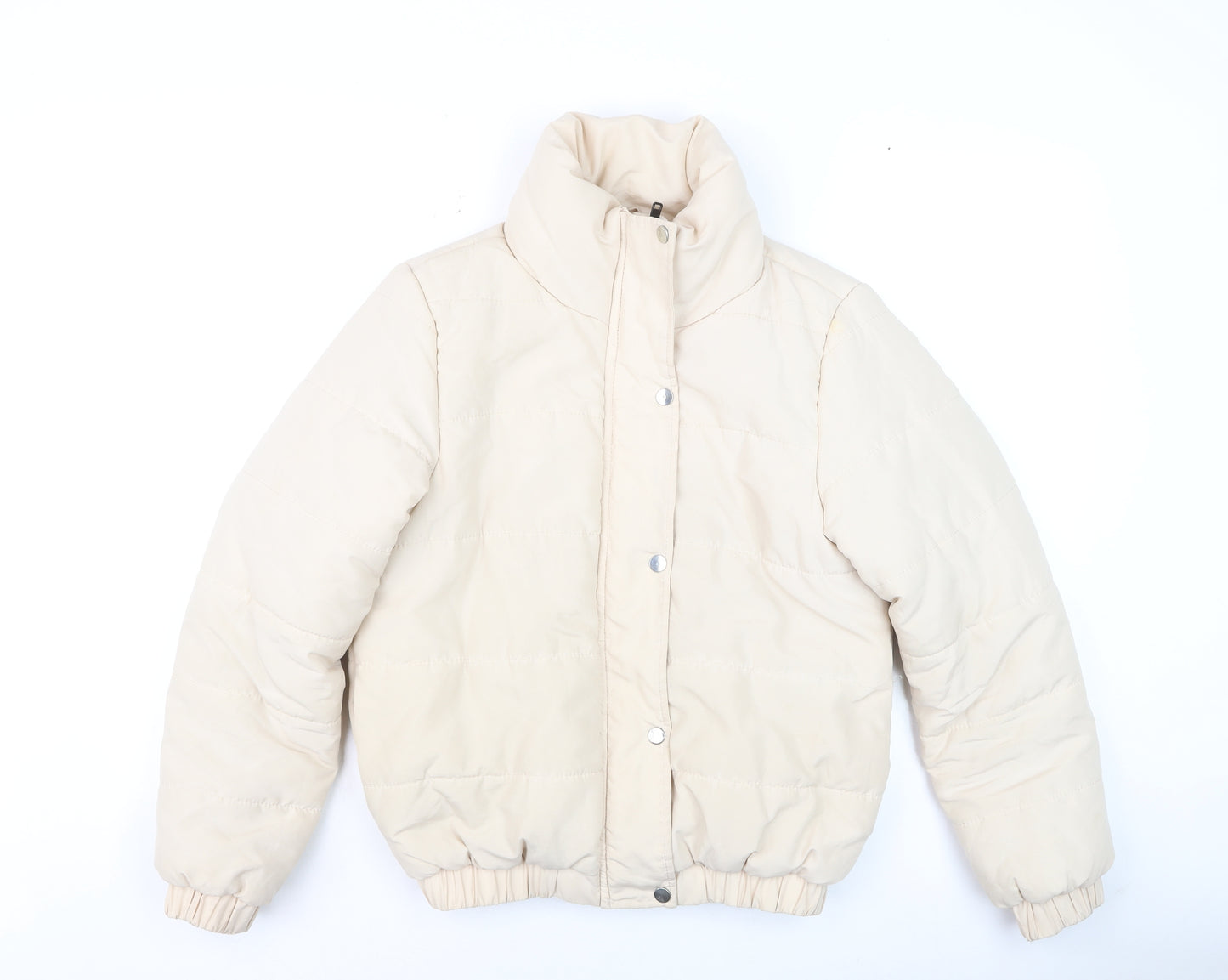 Boohoo Women's Beige Puffer Jacket Size 10 Winter Warm Outerwear