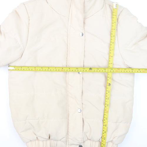 Boohoo Women's Beige Puffer Jacket Size 10 Winter Warm Outerwear
