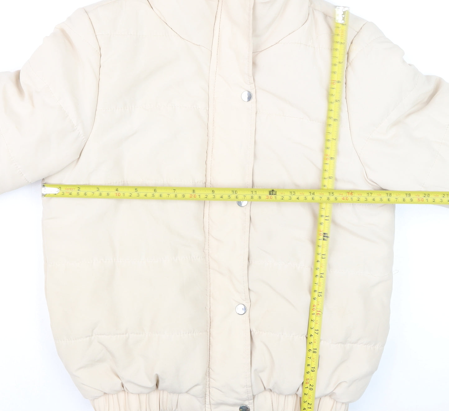 Boohoo Women's Beige Puffer Jacket Size 10 Winter Warm Outerwear