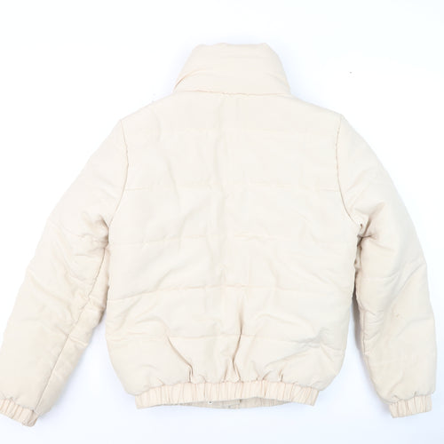 Boohoo Women's Beige Puffer Jacket Size 10 Winter Warm Outerwear