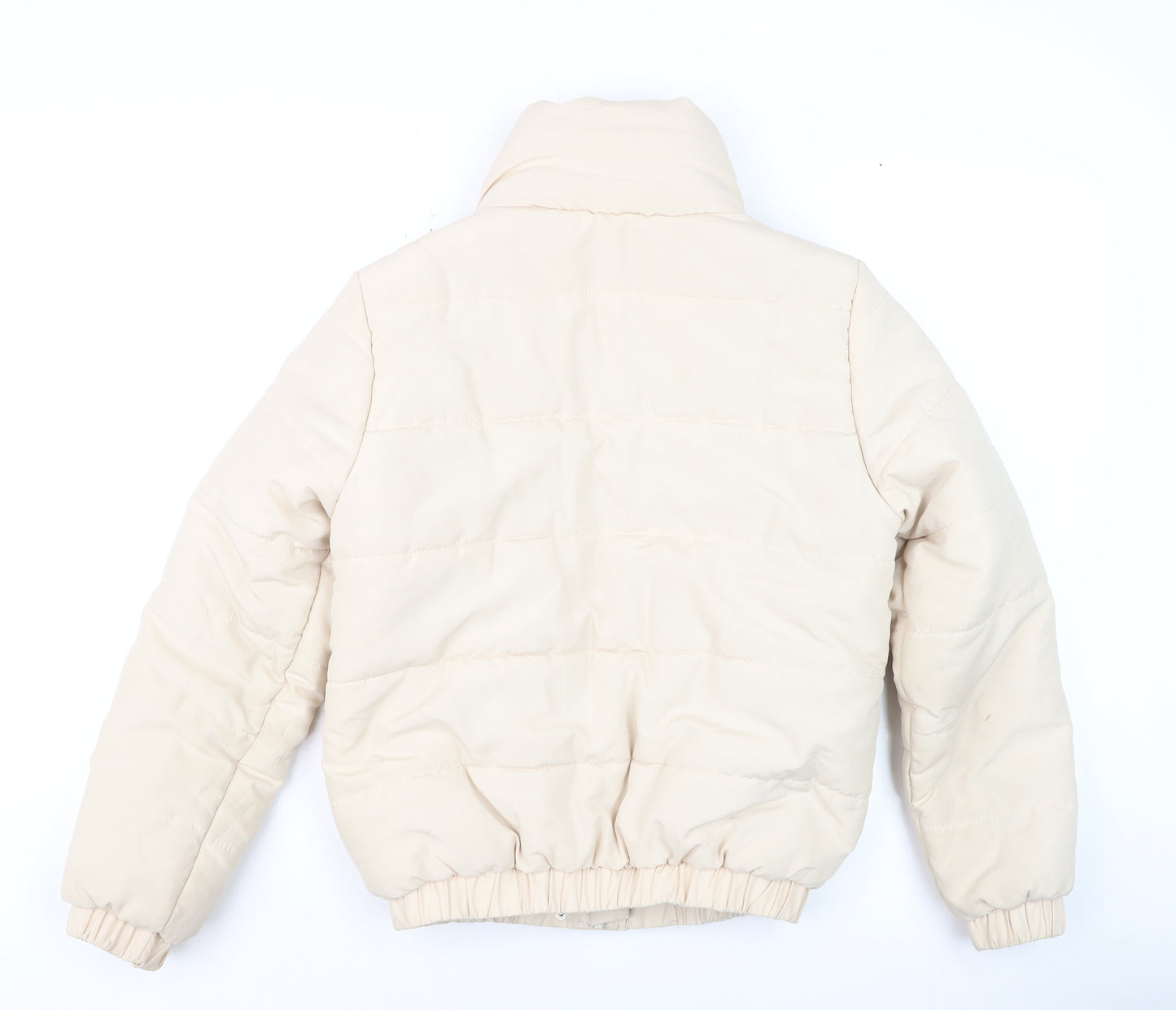 Boohoo Women's Beige Puffer Jacket Size 10 Winter Warm Outerwear