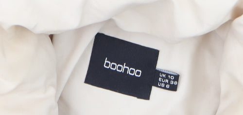 Boohoo Women's Beige Puffer Jacket Size 10 Winter Warm Outerwear