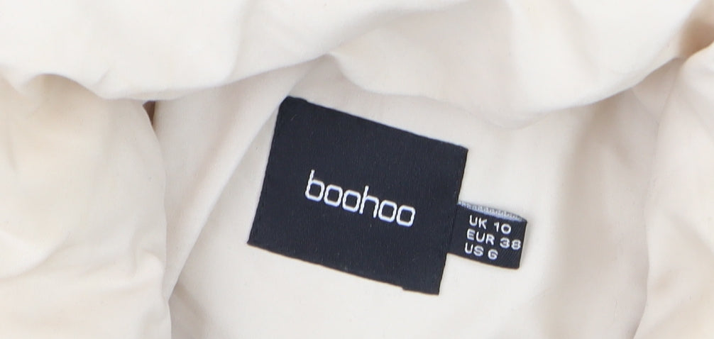 Boohoo Women's Beige Puffer Jacket Size 10 Winter Warm Outerwear