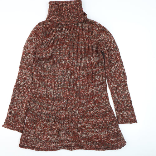 Wear With Pride Women's Brown Roll Neck Chunky Knit Jumper Size M