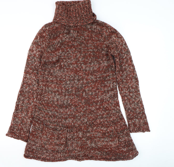 Wear With Pride Women's Brown Roll Neck Chunky Knit Jumper Size M